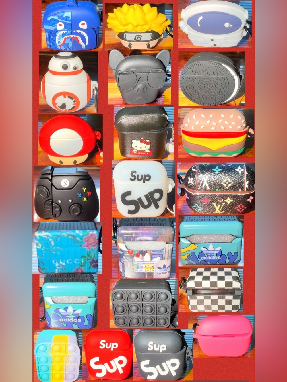 phone headphones lot, Hello Kitty Black Kids AirPods Case with Red Accent